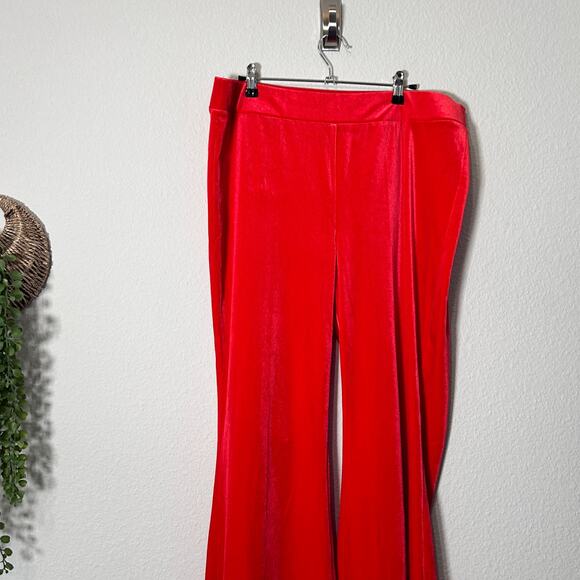 NEW Lane Bryant Velvet Flare Pant Holiday Red No Gap Waist Band Size 16 Comfy XL - Picture 6 of 9